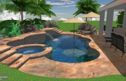 1 3-D Spa And Pool With Waterfall