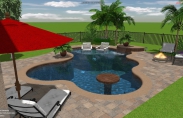 10 3-D Pool with Stonework_ Steps_ and Waterfall