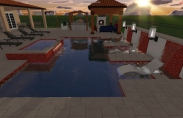 14 3-D Swiming Pool And Spa Model With Steps and Fire Place