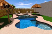 17 3-D Freeform Swiming Pool With Umbrellas