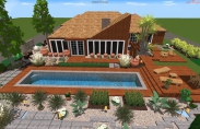 24 3-D Rectangular Swiming Pool With Greenery