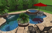 3 3-D Freeform Pool And With Steps And Greenery