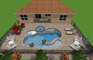 6 3-D Pool and Spa with Steps and Fountain