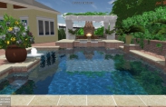 8 3-D Pool And Spa with Fireplace_ Fountain and Greenery