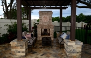 Outdoor Living Canopy Oaks Fireplace Pergola