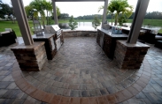 Outdoor Living Summer Kitchen with Circle Paver Kit - Pergola