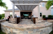 Outdoor Living Summer Kitchen with Circle Paver Kit - Pergola
