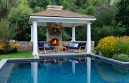 Pool Gazebo With Fireplace_ Sofas_ and Pool