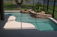 Geometric Pool Indoor with Rockwork and Waterfall