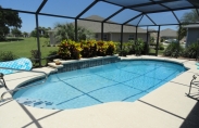 Geometric Pool with Sheer Descents and Pool Landscaping