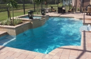 Outdoor Pool and Spa Includes Steps and Waterfall Fountain