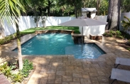 Outdoor Pool with Steps Waterfalland Umbrella