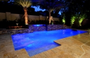 Geometric Outdoor Pool with LED Lighting