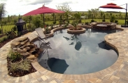 Outdoor Pool with Steps and Umbrella