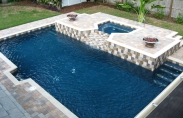 6 Signature Pool - Rectangular pool with raised spa and firepit