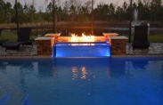 Fountain with Acrylic Glass Spillover and Fire Feature