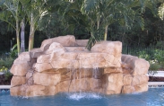 10. Small Carved Gunite Grotto Water Feature 4ft Bench